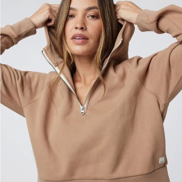 Vuori Tops - Vuori Half Zip Restore Hoodie in Tan Size Large Worn Once